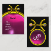 PISCES MONOGRAM Pearl Amethyst geel roze paars Visitekaartje (Voorkant / Achterkant)