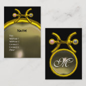 PISCES MONOGRAM Pearl yellow zwart roze Visitekaartje (Voorkant / Achterkant)