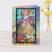 PISCES, MOON LADY, TAROT ASTROLOGY ZODIAC BIRTHDAY KAART (Gele Bloem)