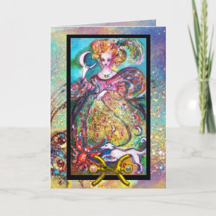 PISCES, MOON LADY, TAROT ASTROLOGY ZODIAC BIRTHDAY KAART