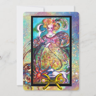 PISCES, MOON LADY, TAROT ASTROLOGY ZODIAC BIRTHDAY KAART