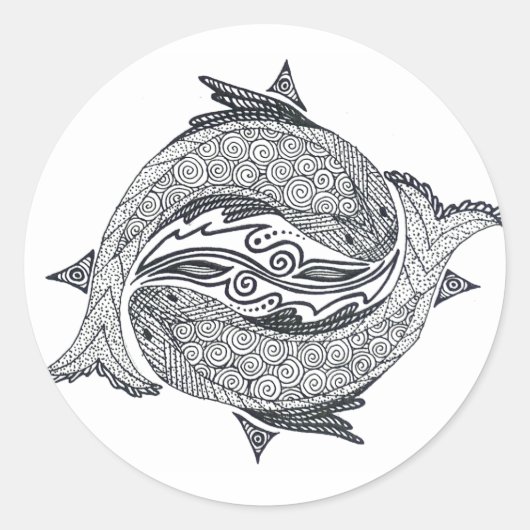 Pisces nr. 2 ronde sticker (Voorkant)
