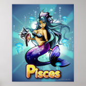 "Pisces" onder zeemeermin Poster (Voorkant)