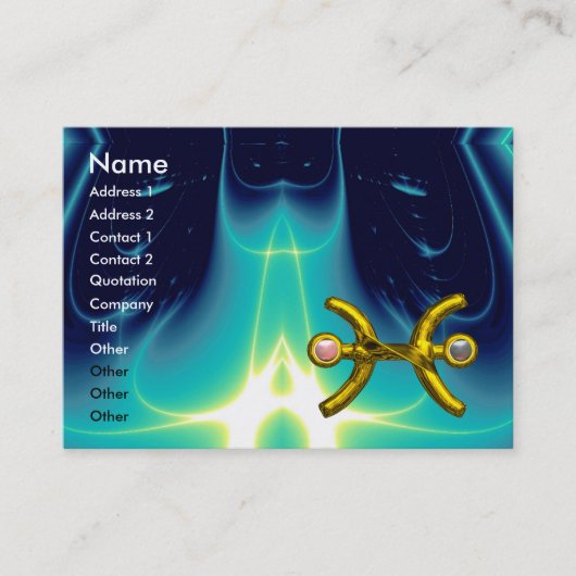 PISCES, parels, heldere, levendige blauwe turquase Visitekaartje (Voorkant)