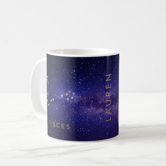 Pisces Personalized Mug Birthday Gift Koffiemok (Voorkant links)