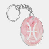 Pisces Personalized Waterverf Zodiac Sign Sleutelhanger (Voorkant Links)