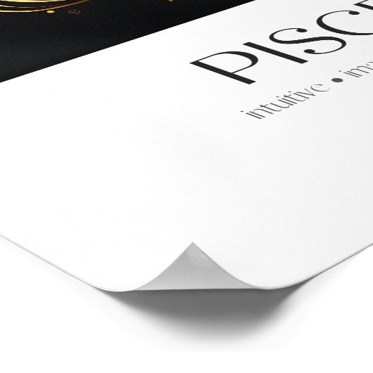 Pisces Poster Black & Gold Elegant Zodiac Gift (Hoek)