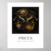 Pisces Poster Black & Gold Elegant Zodiac Gift (Voorkant)