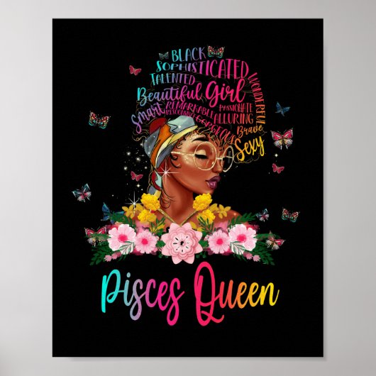 Pisces Queen Black Women Persistent Beautiful Poster (Voorkant)