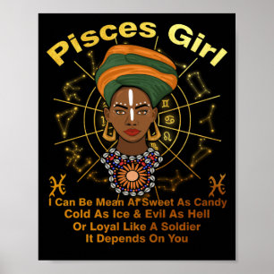 Pisces Queen Sweet als Snoep Birthday Black Women Poster