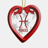 Pisces Red Heart Snowflake kerstversiering Keramisch Ornament (Links)