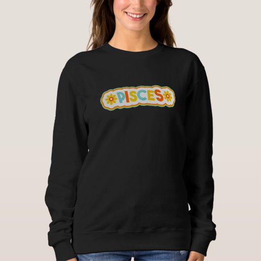 Pisces Retro  Lettering Astrology Zodiac Trui (Voorkant)