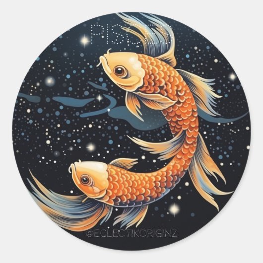 Pisces Ronde Sticker (Voorkant)