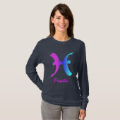 Pisces Sign Pink Paars Blue Aqua Horoscope T-shirt (Voorkant volledig)