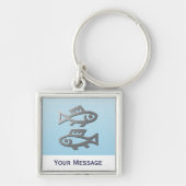 Pisces Silver Fish Hand Baggage Label Keyring Sleutelhanger (Voorkant)