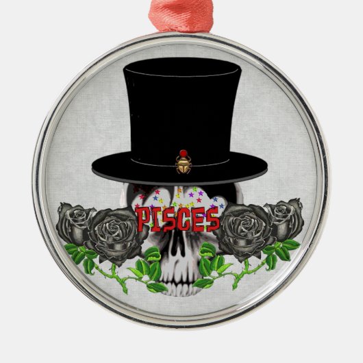 Pisces Skull Metalen Ornament (Voorkant)