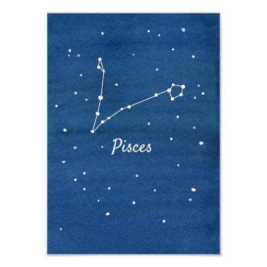 Pisces Star Constellation Blue Foto Afdruk (Voorkant)