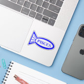 Pisces Star Sign Vis Vorm Sticker (Laptop met iPhone)