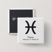 Pisces sterrenbeeld 19 februari - 20 maart vierkante button 5,1 cm (Voorkant /achterkant)