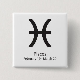 Pisces sterrenbeeld 19 februari - 20 maart vierkante button 5,1 cm