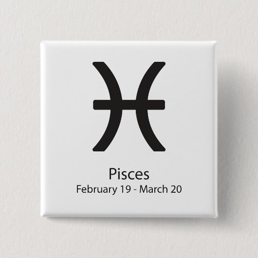 Pisces sterrenbeeld 19 februari - 20 maart vierkante button 5,1 cm (Voorkant)