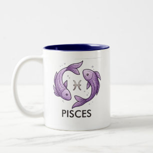 Pisces Sterrenbeeld Astrologie Verjaardagsmok Tweekleurige Koffiemok