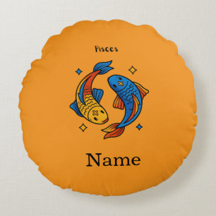 Pisces Sterrenbeeld Cartoon Vis Illustratie Rond Kussen