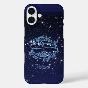 Pisces-sterrenbeeld en sterrenbeeld met sterren iPhone 16 plus hoesje