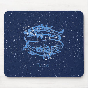 Pisces sterrenbeeld en sterrenbeeld met sterren muismat