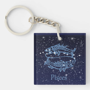 Pisces-sterrenbeeld en sterrenbeeld met sterren sleutelhanger