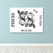 Pisces Sterrenbeeld en Symbool Canvas Afdruk (Insitu (Houten vloer))
