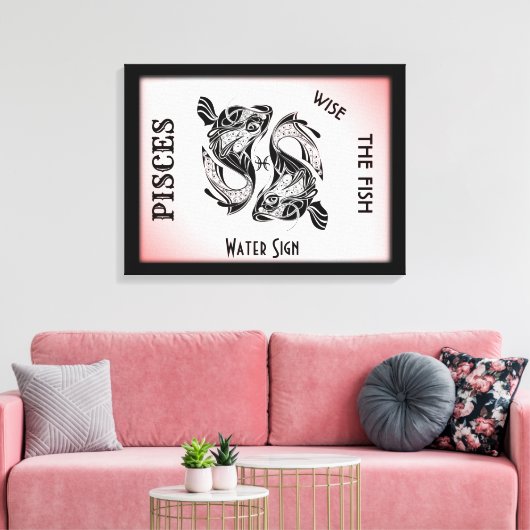 Pisces Sterrenbeeld en Symbool Ingepakt Canvas (Insitu (Woonkamer))