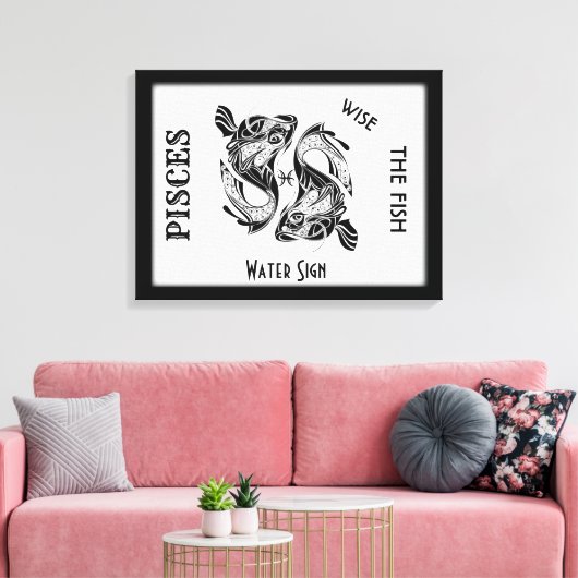 Pisces Sterrenbeeld en Symbool Ingepakt Canvas (Insitu (Woonkamer))
