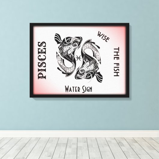 Pisces Sterrenbeeld en Symbool Ingepakt Canvas Afdruk (Insitu (Houten vloer))