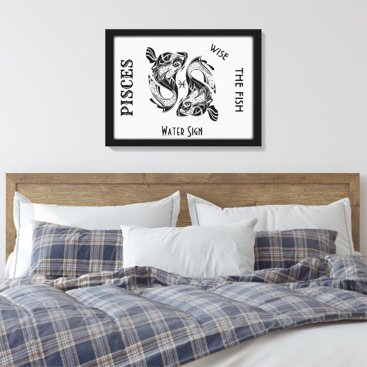 Pisces Sterrenbeeld en Symbool Ingepakt Canvas Afdruk (Insitu (Slaapkamer))