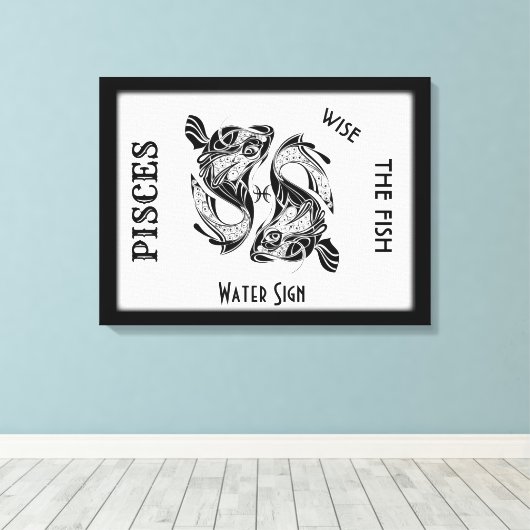 Pisces Sterrenbeeld en Symbool Ingepakt Canvas Afdruk (Insitu (Houten vloer))