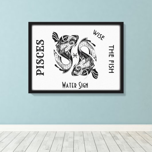 Pisces Sterrenbeeld en Symbool Ingepakt Canvas Afdruk (Insitu (Houten vloer))