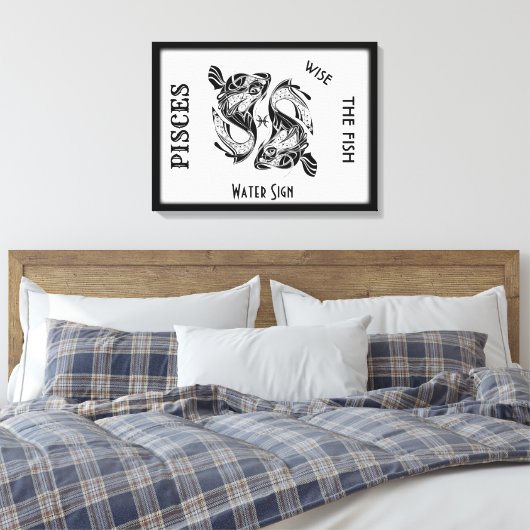 Pisces Sterrenbeeld en Symbool Ingepakt Canvas Afdruk (Insitu (Slaapkamer))
