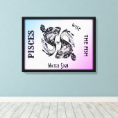 Pisces Sterrenbeeld en Symbool Ingepakte Canvas Afdruk (Insitu (Houten vloer))