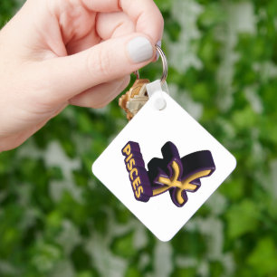Pisces Sterrenbeeld en Tekst Ontwerp Sleutelhanger