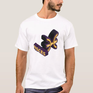 Pisces Sterrenbeeld en Tekst Ontwerp T-shirt