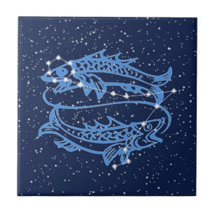 Pisces sterrenbeeld en zonneteken met sterren tegeltje