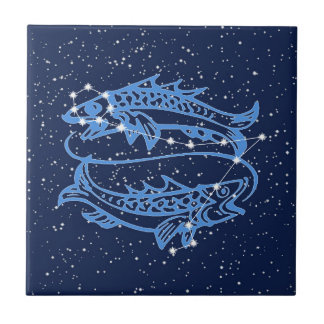 Pisces sterrenbeeld en zonneteken met sterren tegeltje