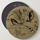 Pisces sterrenbeeld Hevelius circa 1690 Ronde Button 6,0 Cm (Voorkant /achterkant)