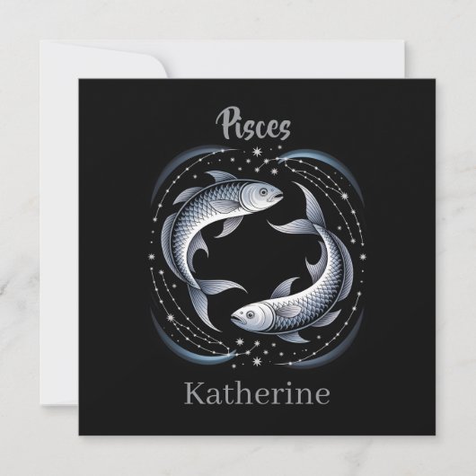 Pisces Sterrenbeeld Illustratie met Aangepaste Naa (Voorkant)