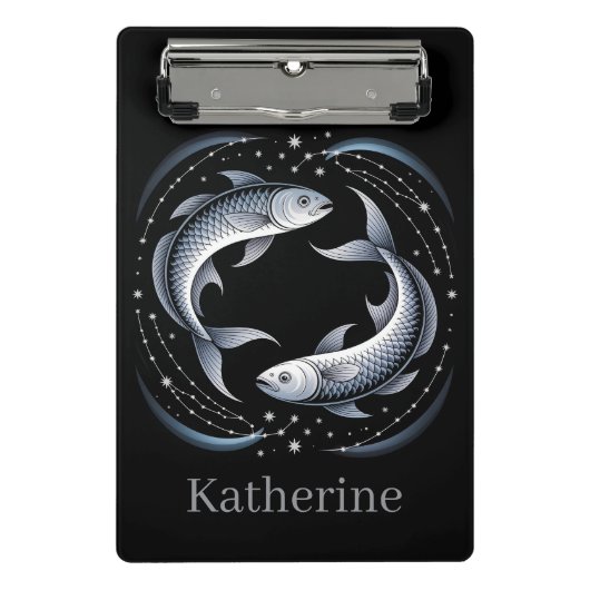 Pisces Sterrenbeeld Illustratie met Aangepaste Naa Mini Klembord (Voorkant)