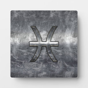 Pisces Sterrenbeeld in grunge staal stijl afdruk Fotoplaat