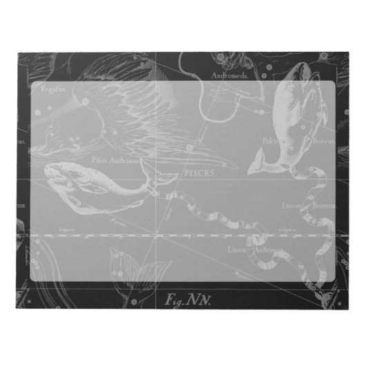 Pisces Sterrenbeeld Kaart Hevelius 1690 Gravure Notitieblok (Voorkant)