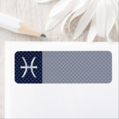 Pisces Sterrenbeeld op Blauwe Koolstofvezel Afdruk Etiket (Insitu)