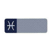 Pisces Sterrenbeeld op Blauwe Koolstofvezel Afdruk Etiket (Voorkant)